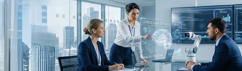 Reunião estratégica com tecnologia