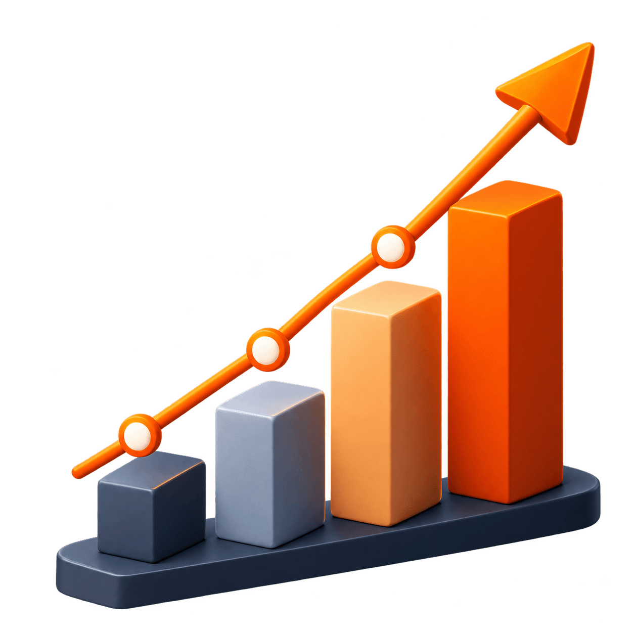 Gráfico de barras ascendentes representando crescimento previsível